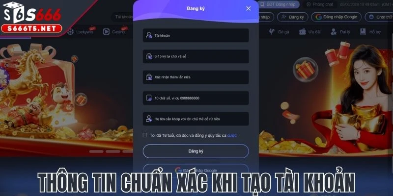 Đảm bảo thông tin chuẩn xác khi tạo tài khoản